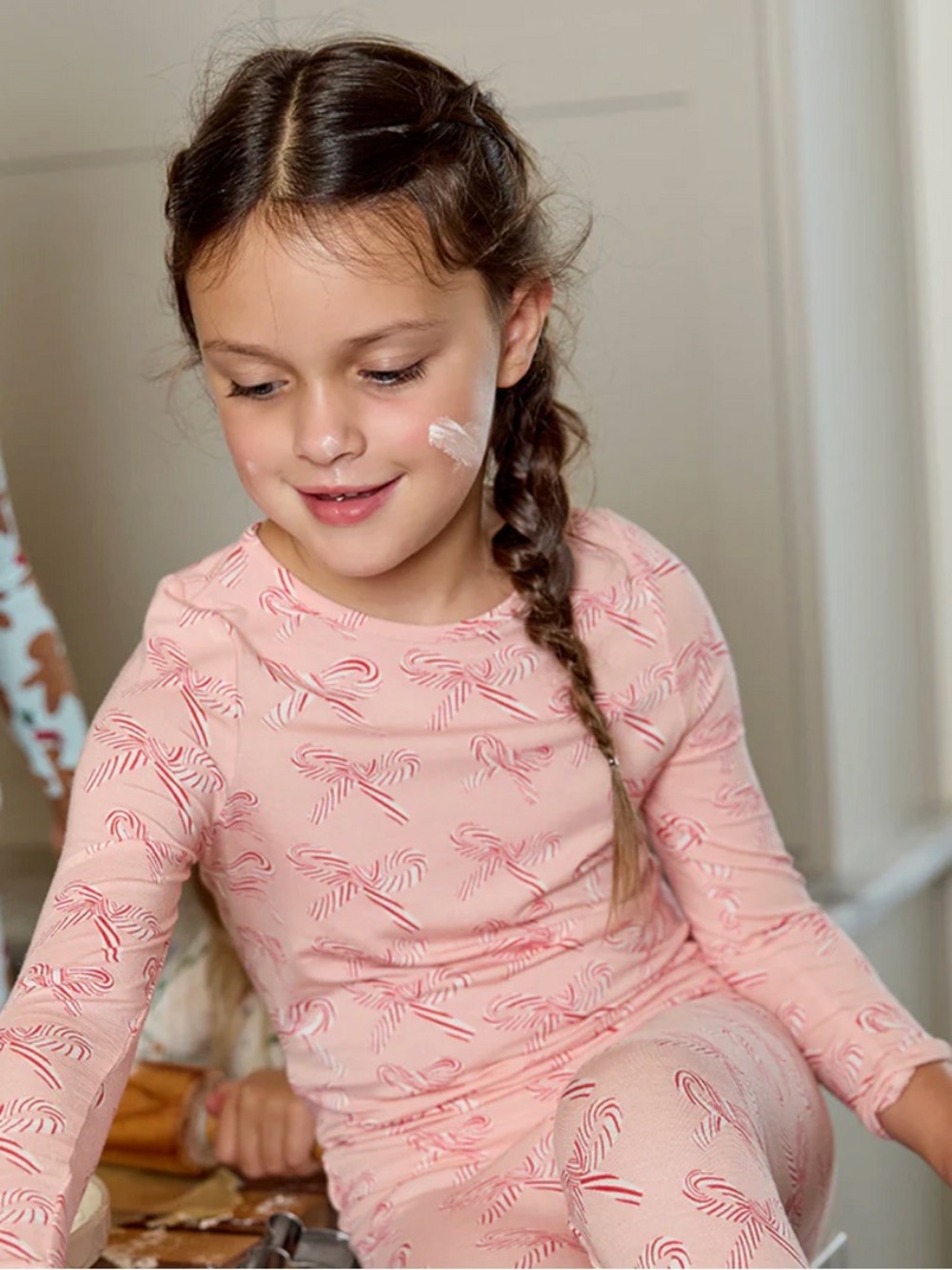 CANDY CANE BOWS KIDS BAMBOO PJ SET‎ | PINK CHICKEN size 4t